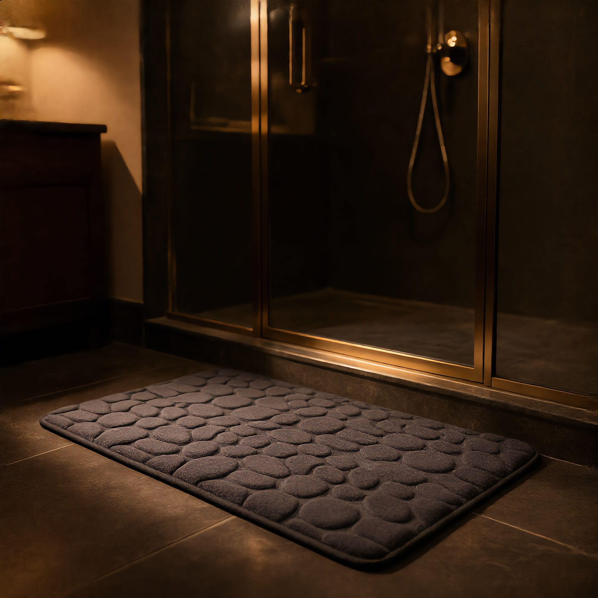 Pietra Cobblestone Embossed Memory Foam Quick Dry Non Slip Bath Mat