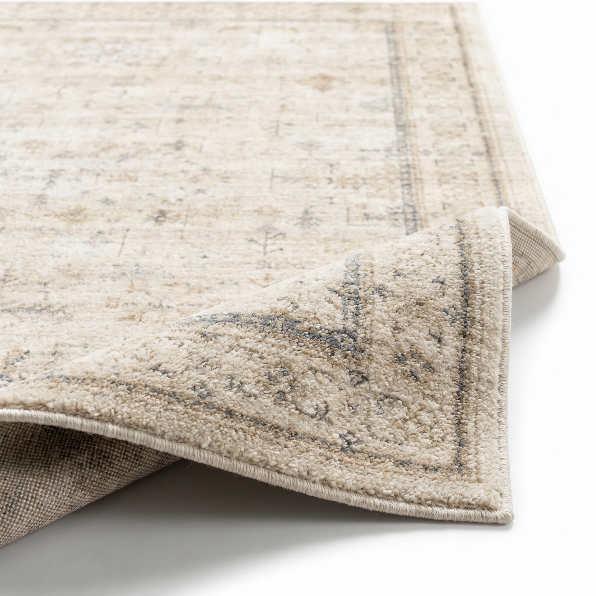 Vecchia Vintage Printed High Pile Area Rug for Living Room and Bedroom