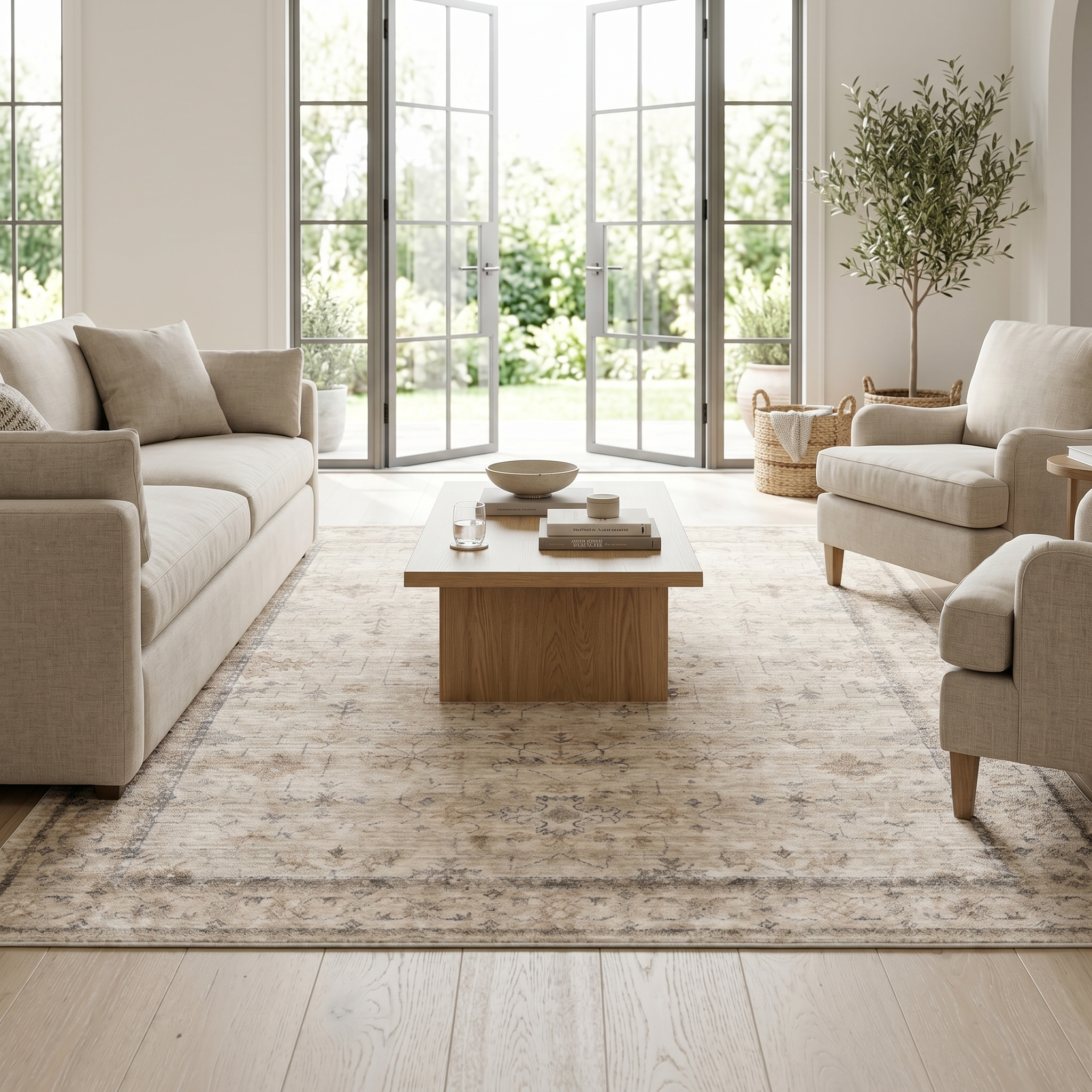 Vecchia Vintage Printed High Pile Area Rug for Living Room and Bedroom