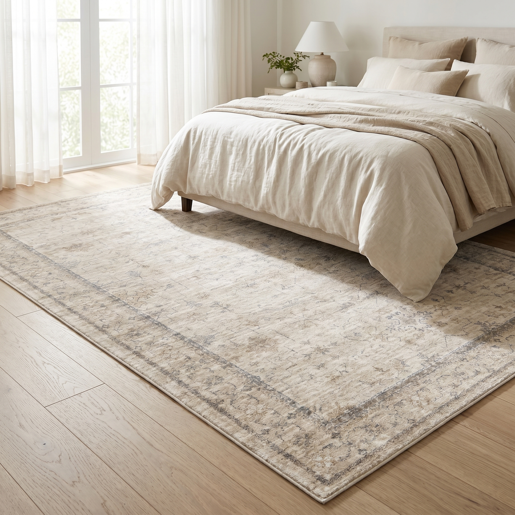 Vecchia Vintage Printed High Pile Area Rug for Living Room and Bedroom