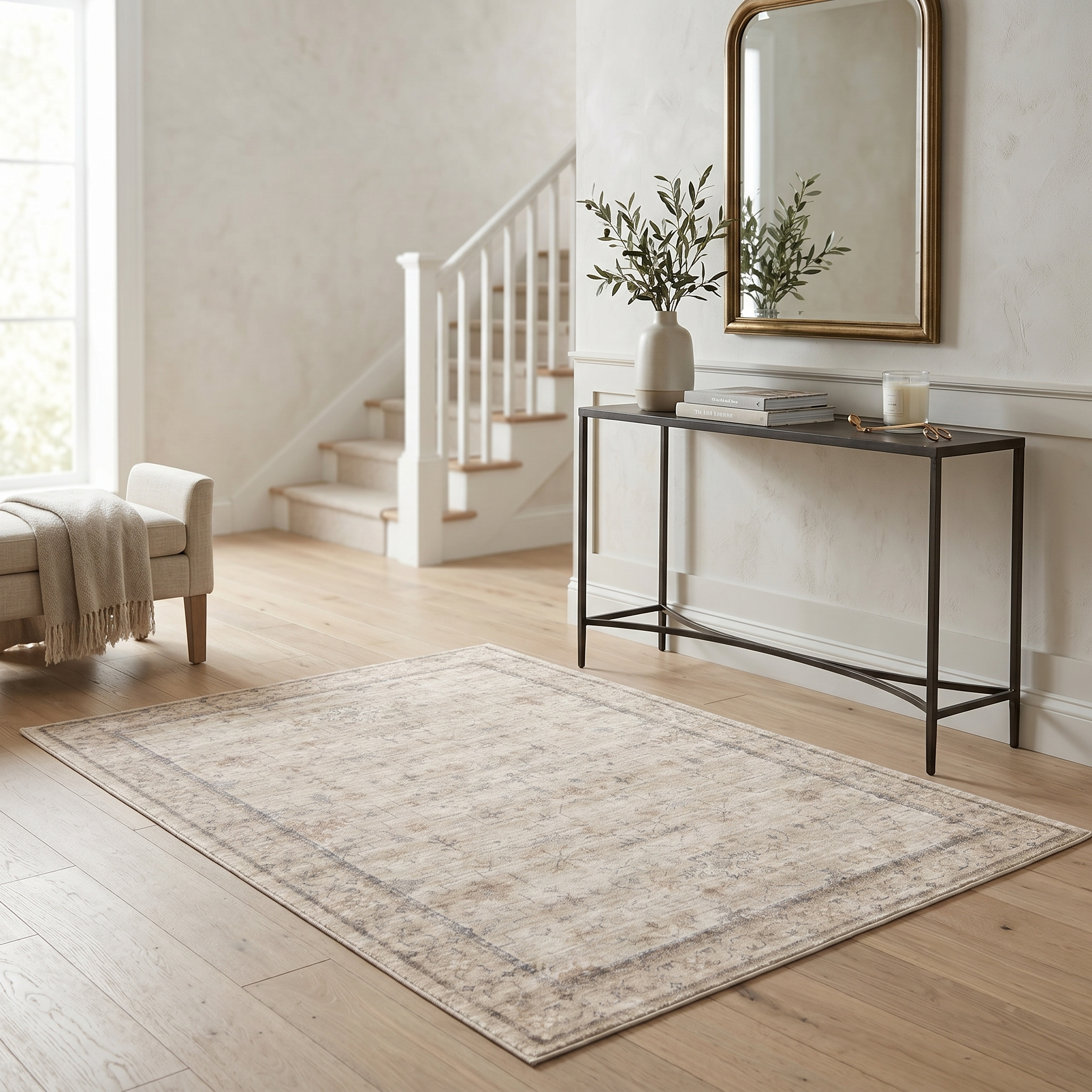 Vecchia Vintage Printed High Pile Area Rug for Living Room and Bedroom