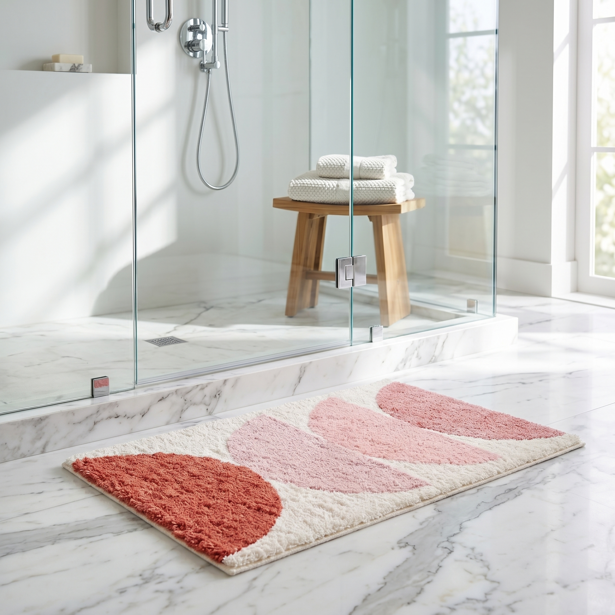 Cielo Tufted Plush Ombre Sunset Bath Mat Non Slip Quick Dry Bathroom