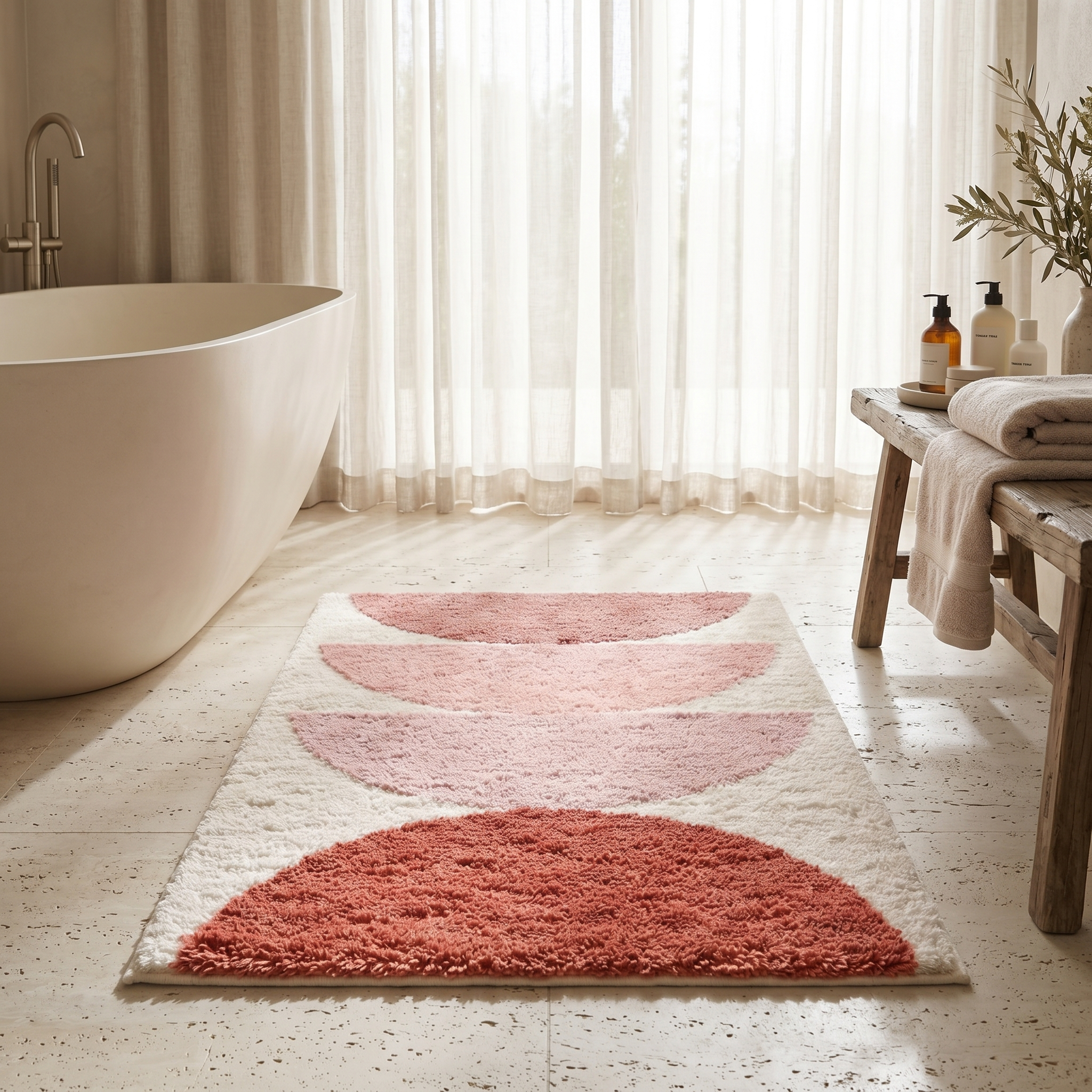 Cielo Tufted Plush Ombre Sunset Bath Mat Non Slip Quick Dry Bathroom