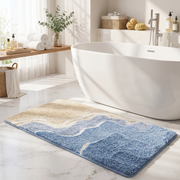 Onda Coastal Wave Plush Bath Mat Non Slip Machine Washable Bathroom