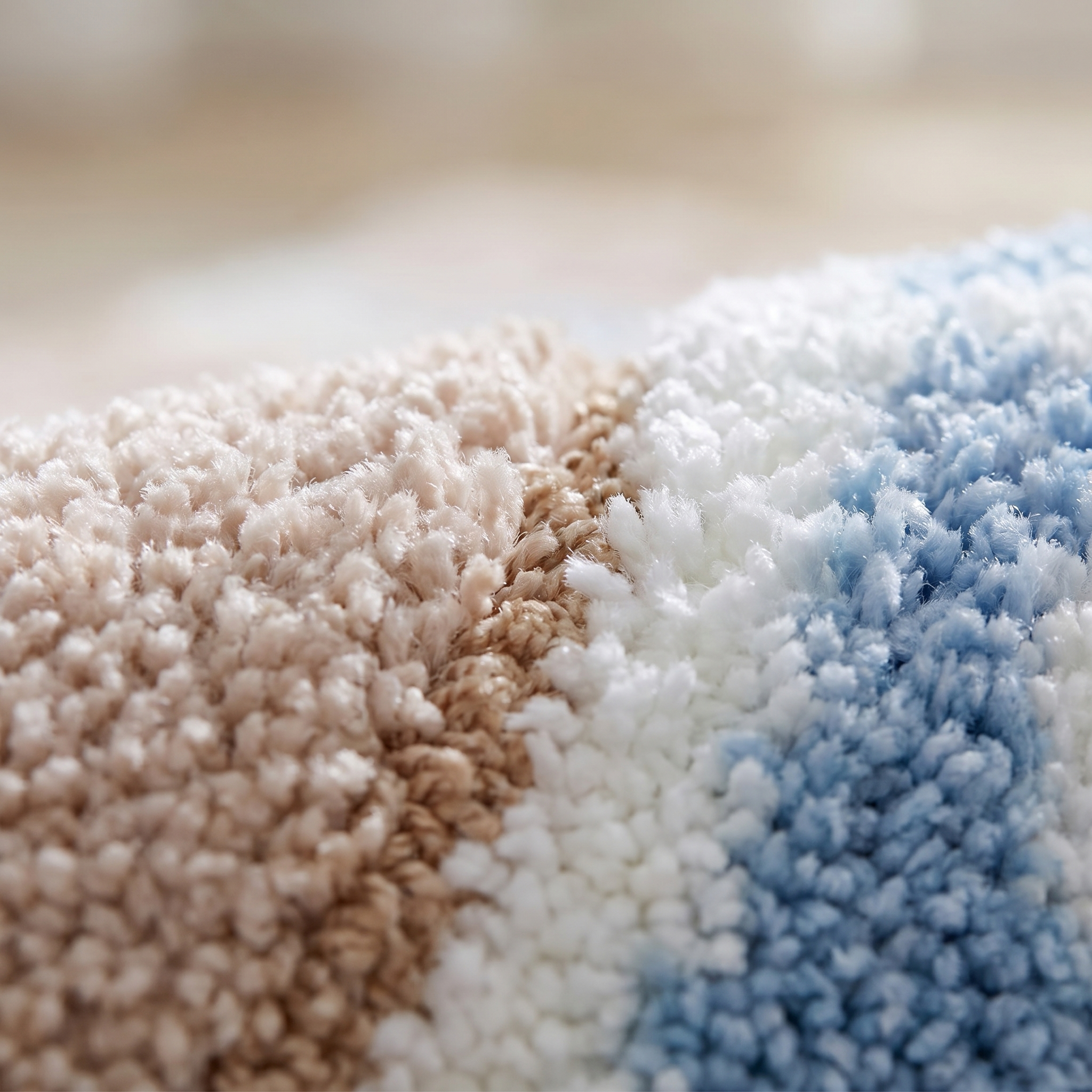 Onda Coastal Wave Plush Bath Mat Non Slip Machine Washable Bathroom