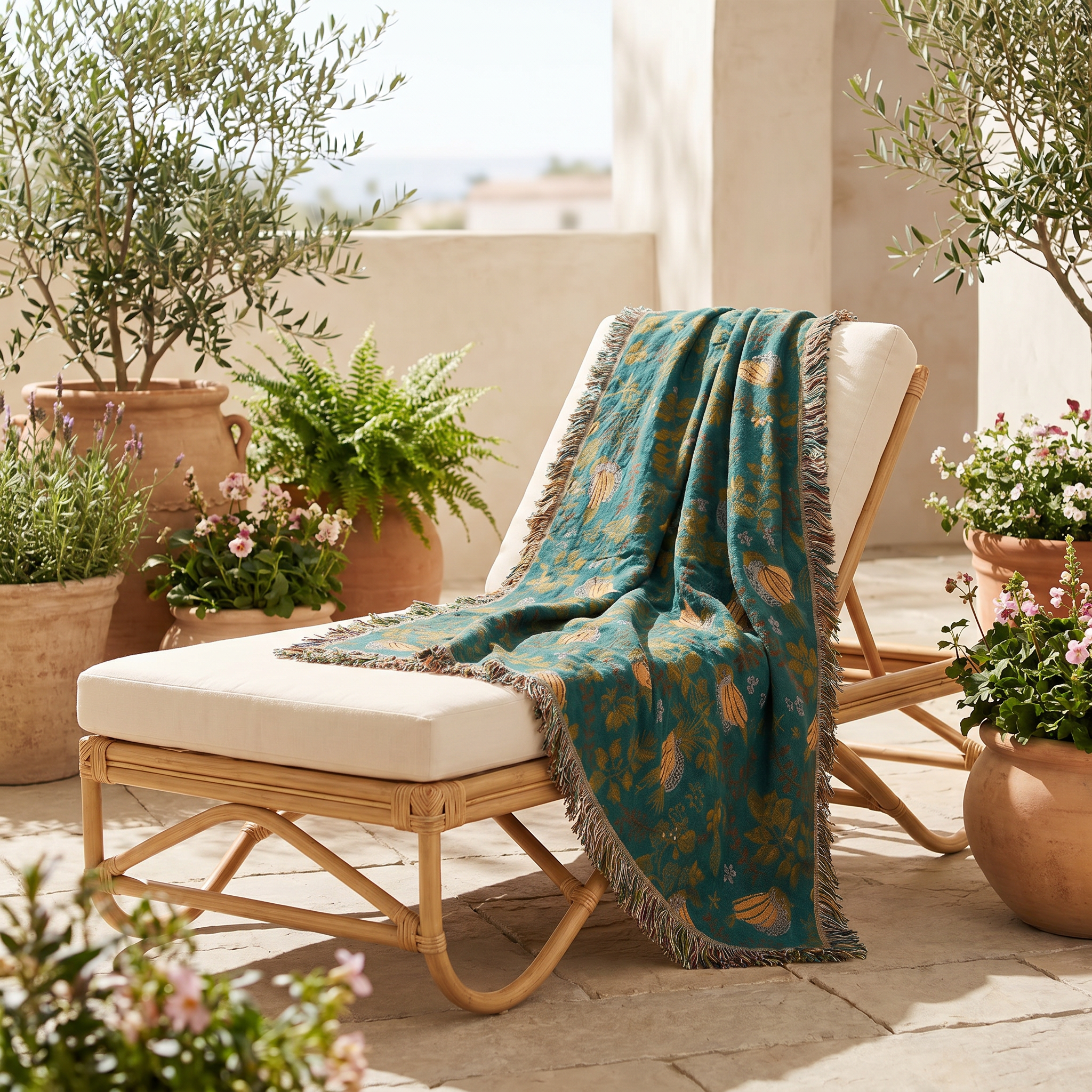 Incanto Reversible Woven Cotton Tapestry Throw Blanket for Sofa Bed