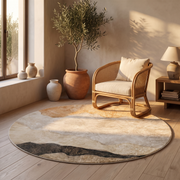 Terra Round Abstract Landscape Area Rug Earthy Tones for Living Rooms