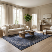 Nomad Navy Washable Vintage Persian Medallion Rug for Living Rooms