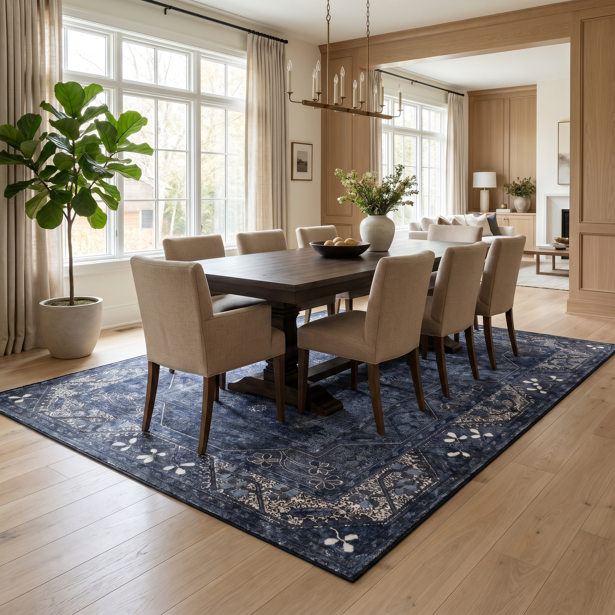 Nomad Navy Washable Vintage Persian Medallion Rug for Living Rooms