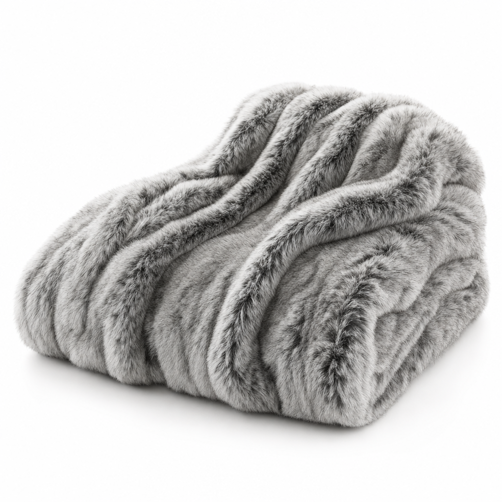 Lusso Luxury Plush Faux Fox Fur Throw Blanket for Sofa and Bedroom