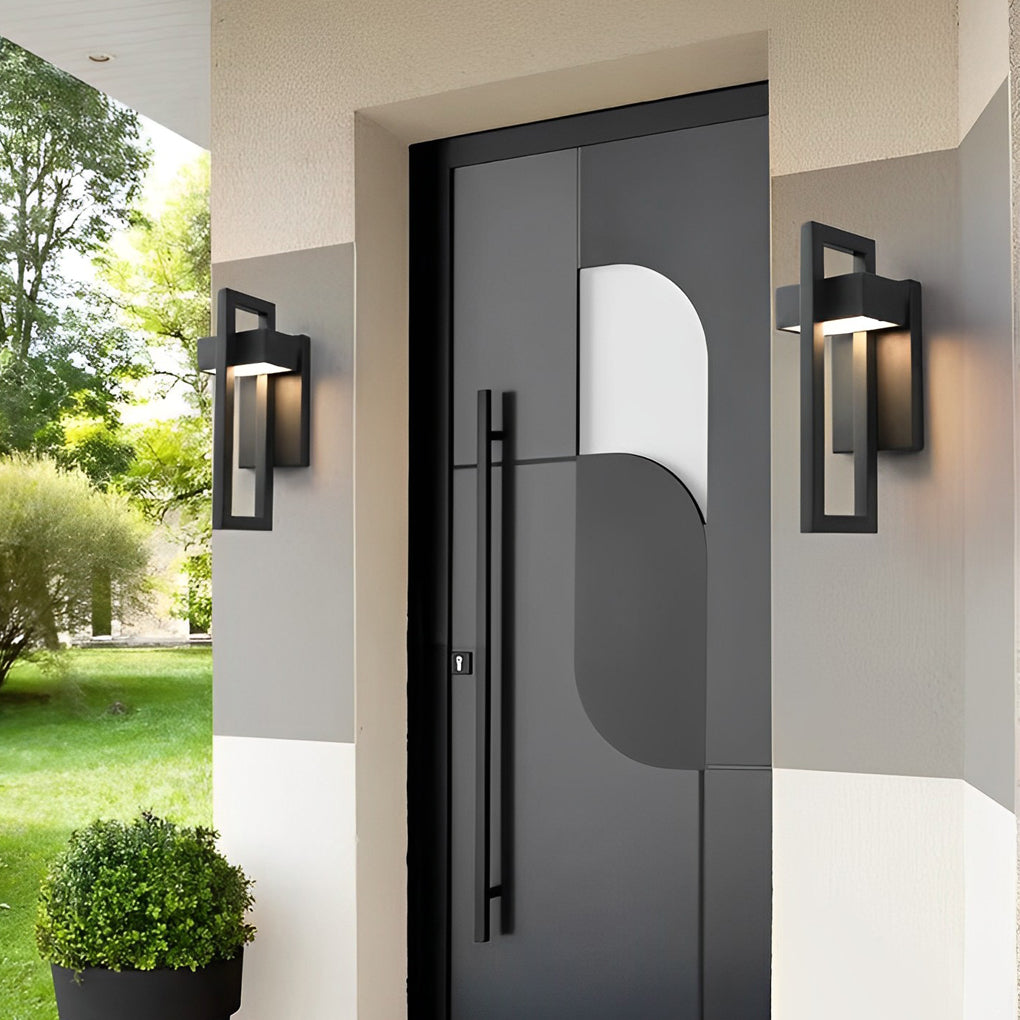 Nero Minimalist Black Rectangular Outdoor Wall Sconce IP65 for Gardens