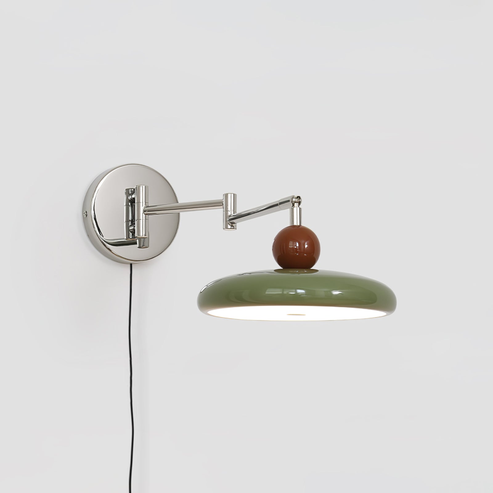 Elin Round Disc Plug-In Wall Sconce – Modern LED Wall Lamp for Bedroom