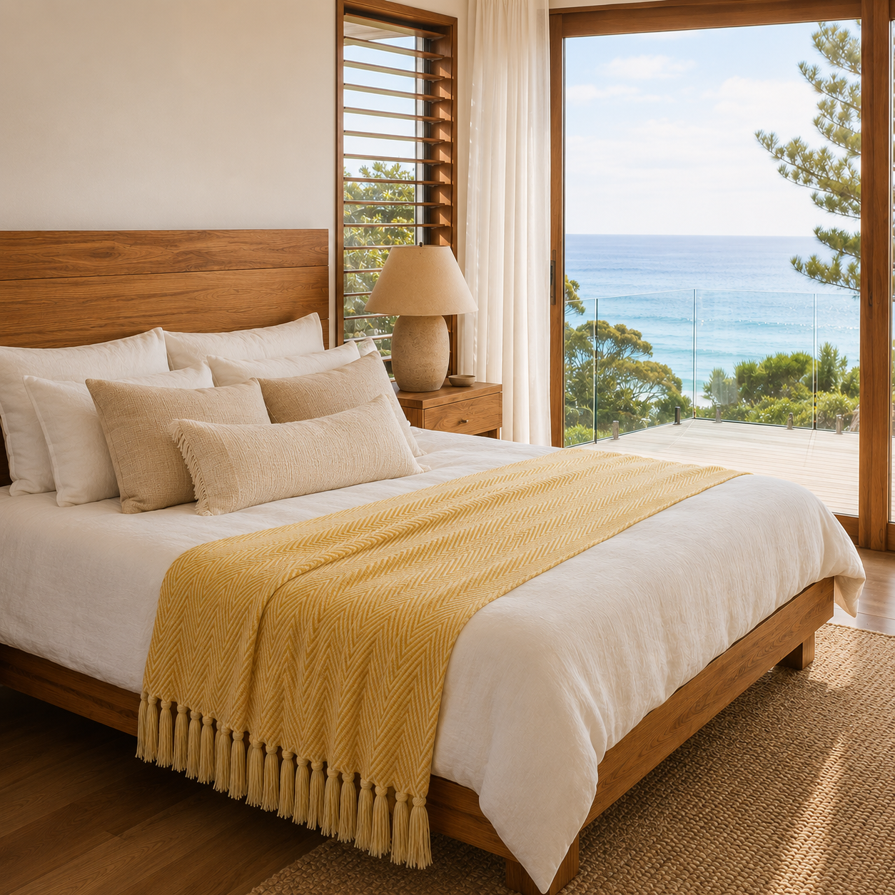 Riviera Woven Herringbone Fringe Throw Blanket for Sofa and Bedroom