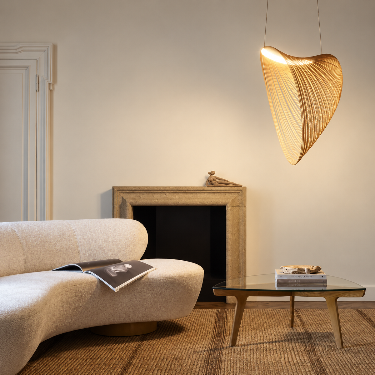 Nido Woven Wood Nest Pendant Light for Dining & Living Room