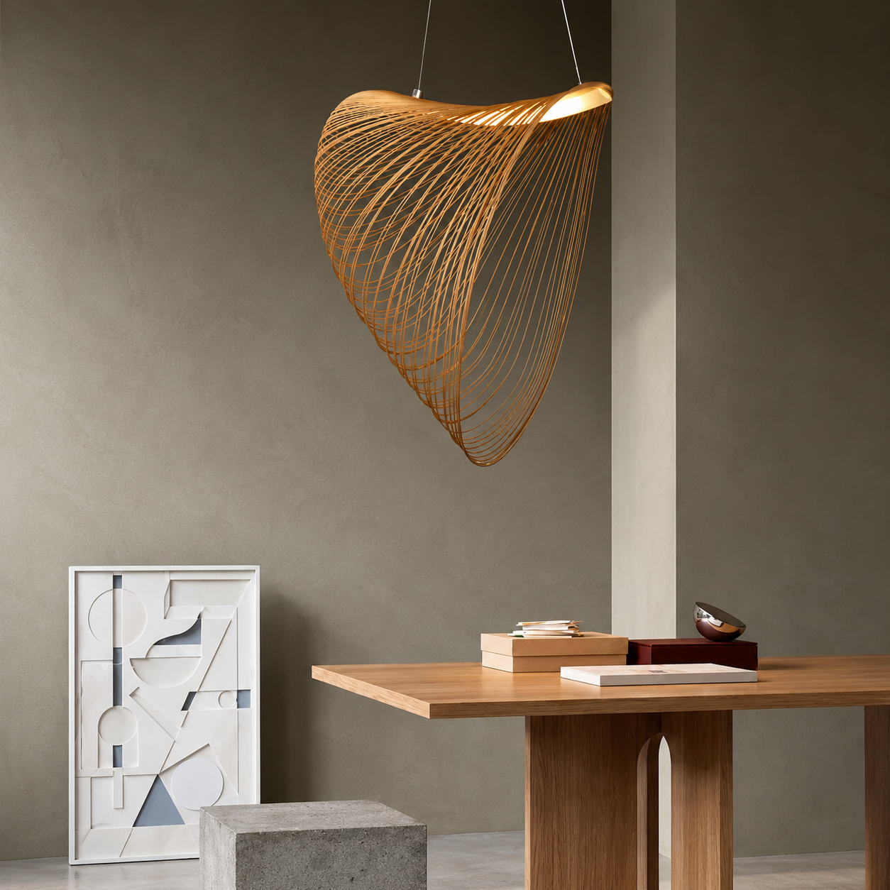 Nido Woven Wood Nest Pendant Light for Dining & Living Room