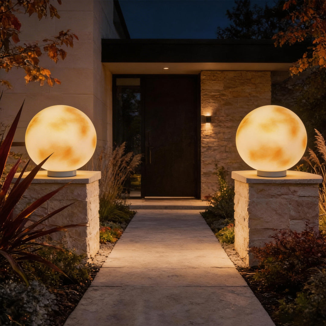Selene Moon Sphere Solar Pillar Light for Gateposts and Garden Walls