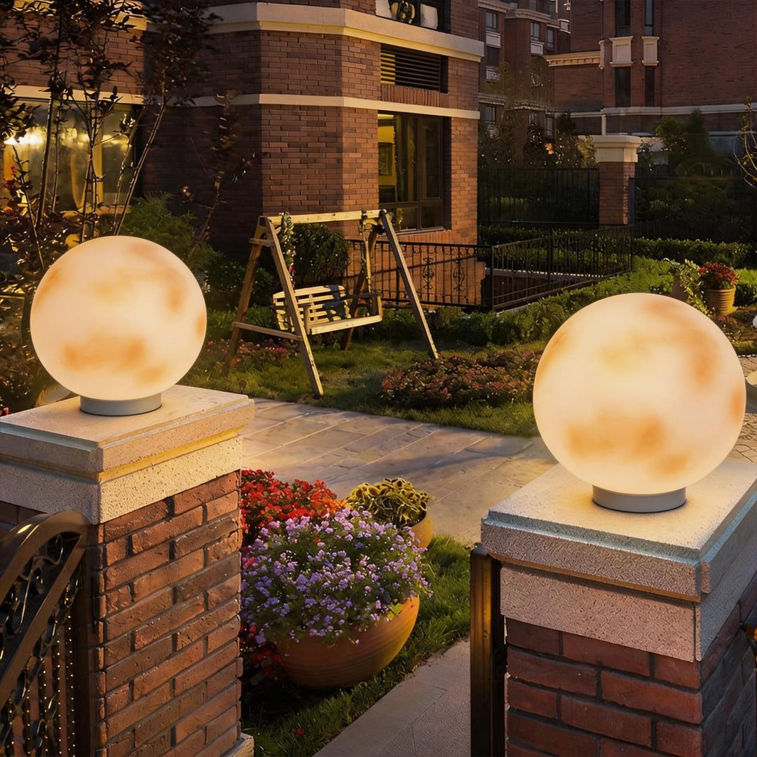 Selene Moon Sphere Solar Pillar Light for Gateposts and Garden Walls