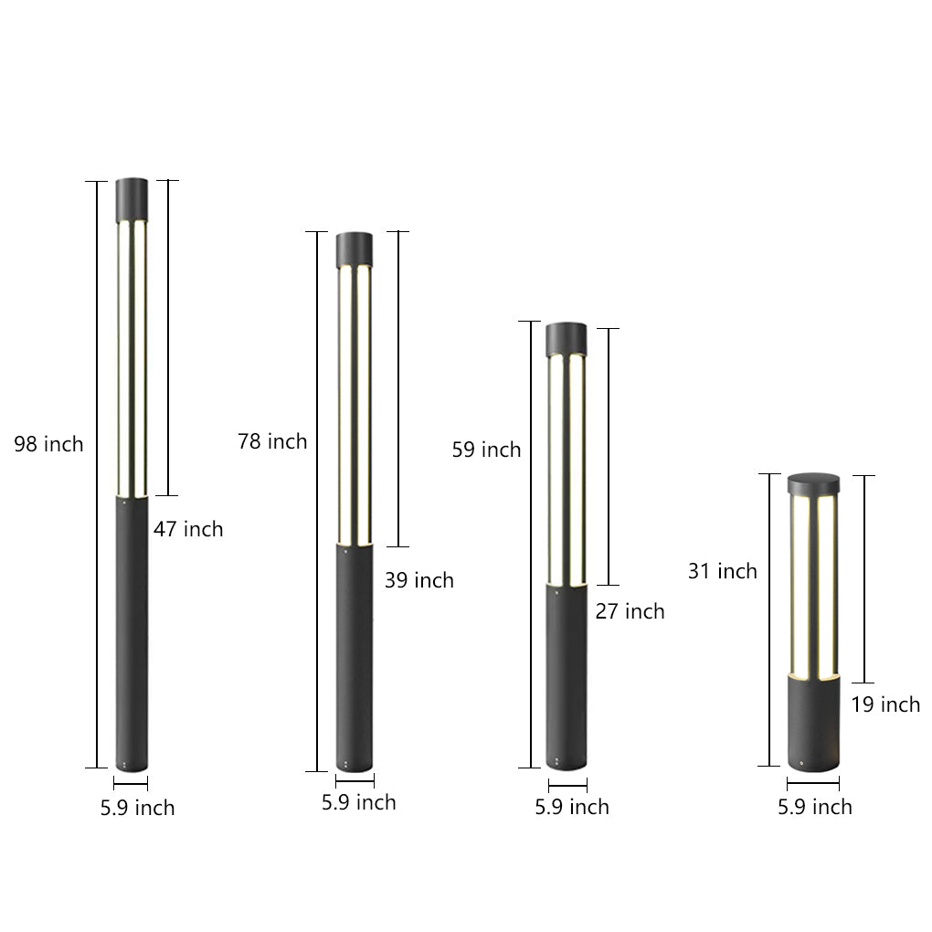 Stele Cylindrical LED Bollard Landscape Path Light for Garden Walkways