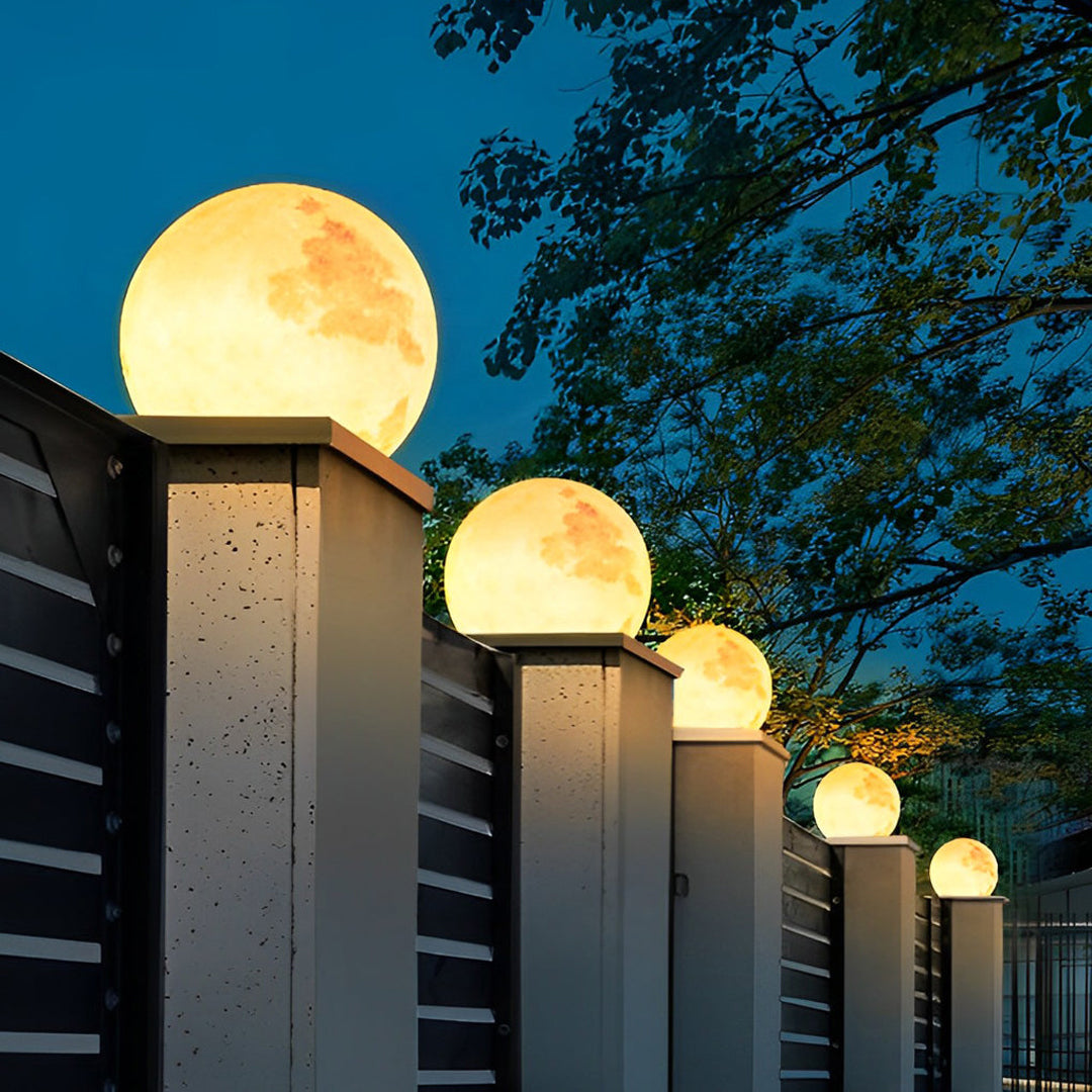 Selene Moon Sphere Solar Pillar Light for Gateposts and Garden Walls