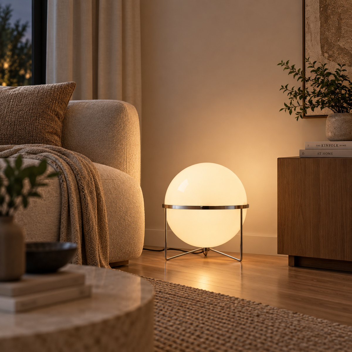 Sfera Chrome Acrylic Ball Floor Lamp for Living Room & Bedroom
