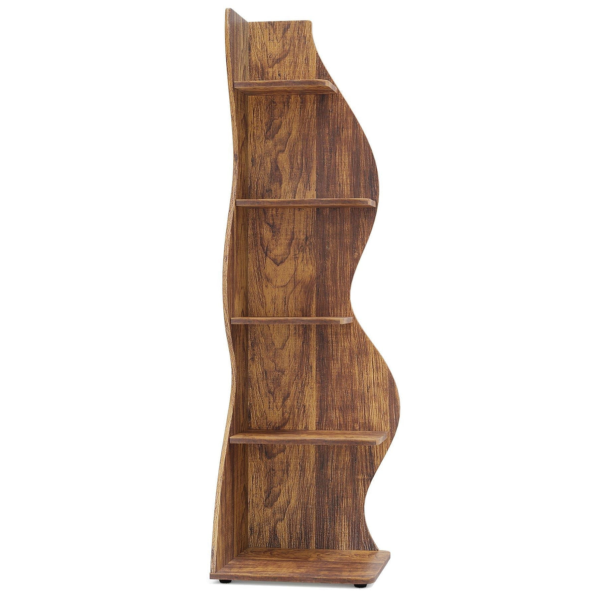 Cresta 5-Tier Wave Profile Corner Bookshelf for Living Room & Bedroom