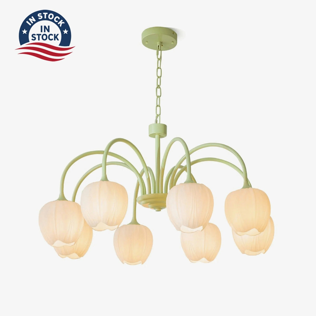 Fiore Matcha Green Tulip Glass Chandelier for Dining & Living Room
