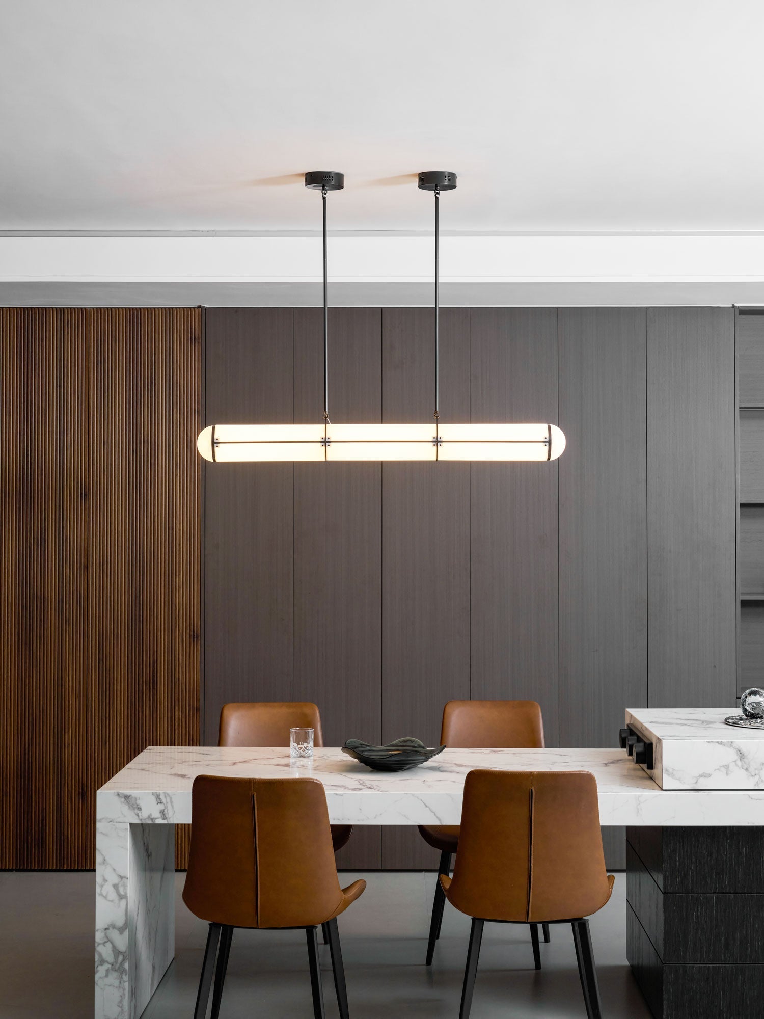 Endless Linear Cylinder Dimmable LED Pendant Light for Kitchen Islands