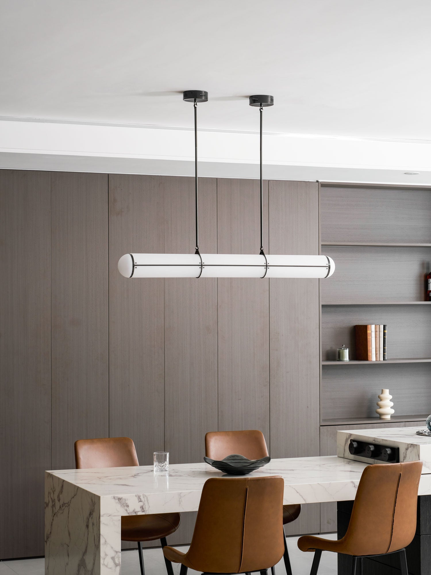 Endless Linear Cylinder Dimmable LED Pendant Light for Kitchen Islands