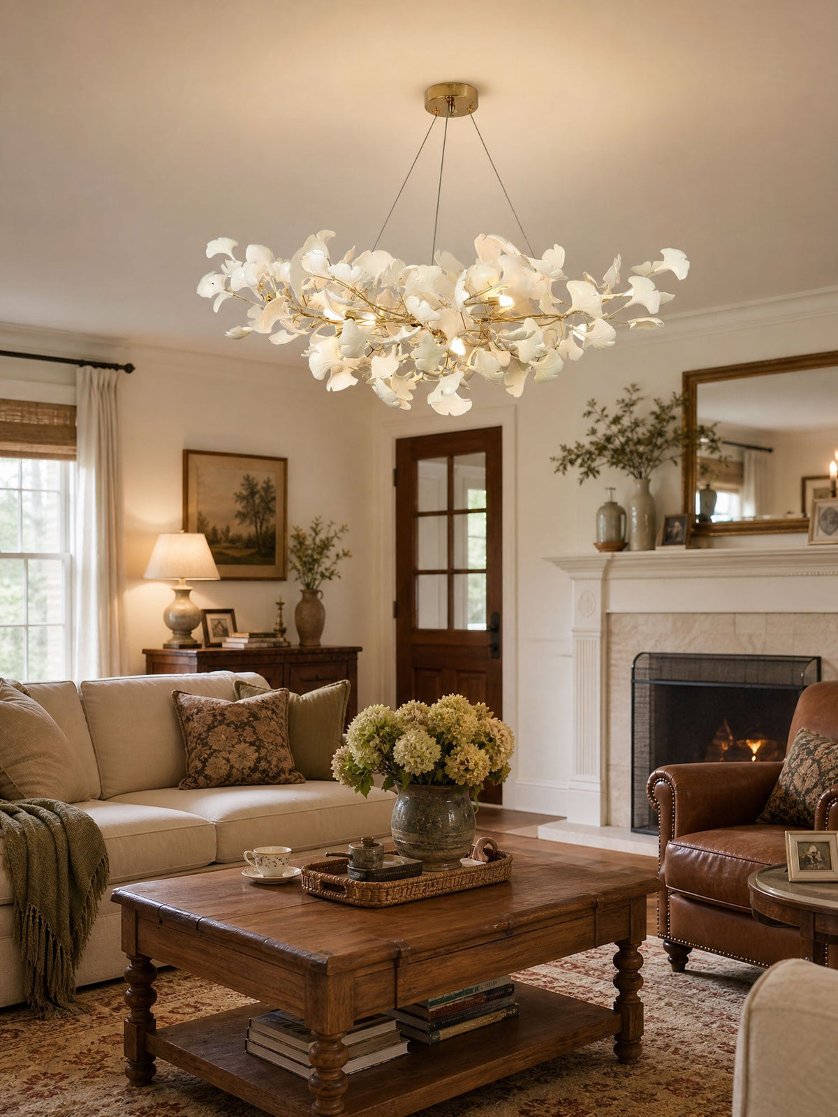 Icho Handcrafted Porcelain Ginkgo Chandelier for Dining & Living Room