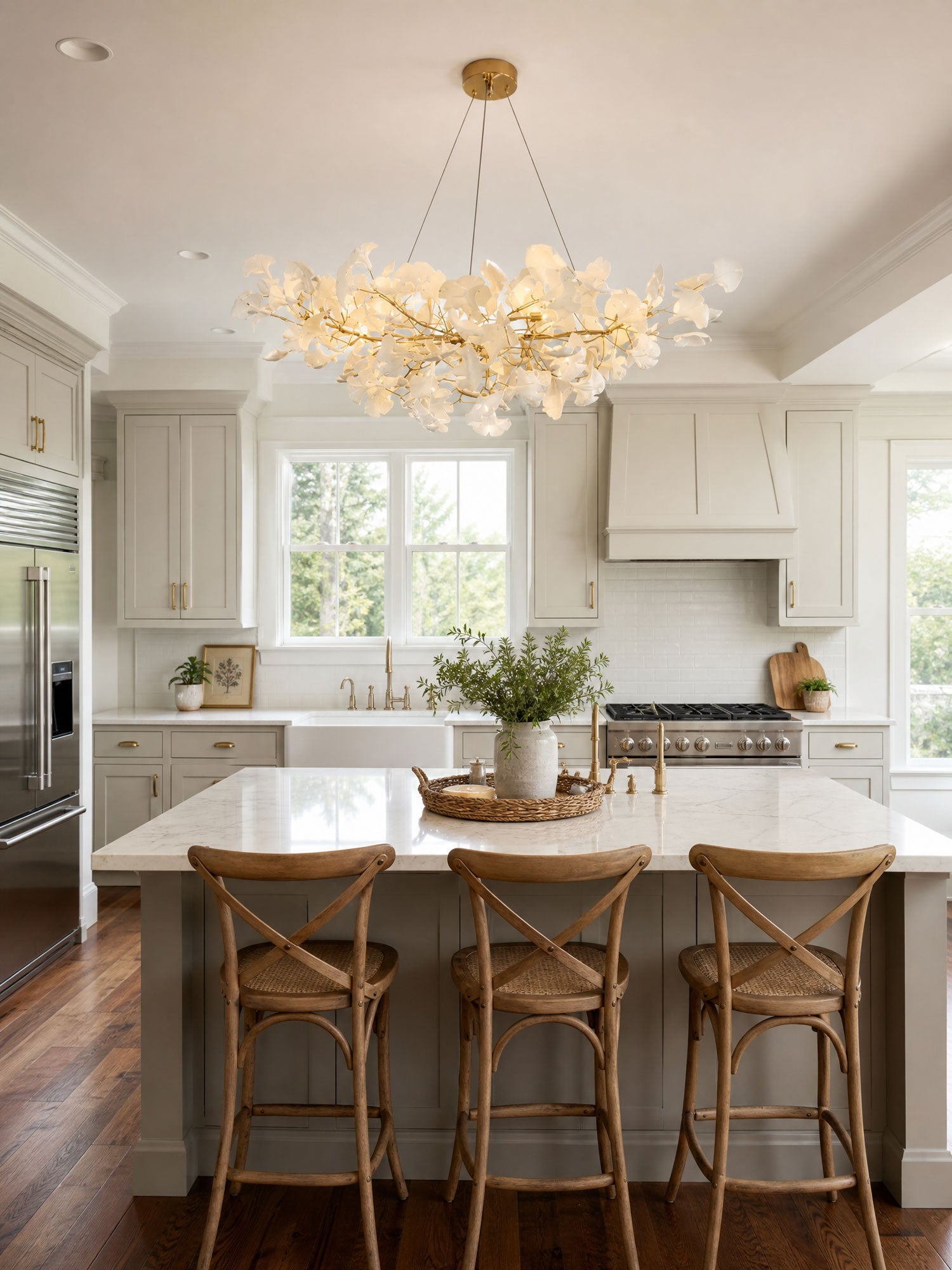 Icho Handcrafted Porcelain Ginkgo Chandelier for Dining & Living Room