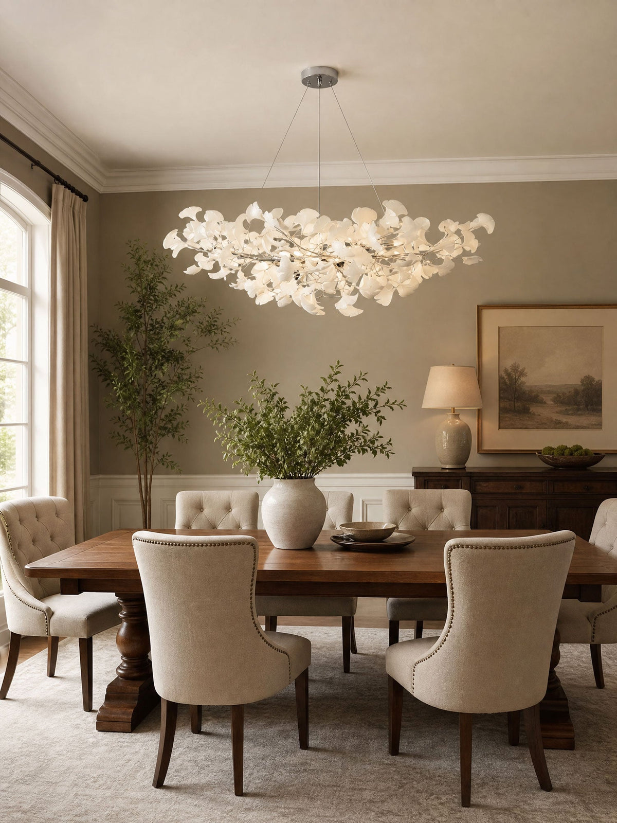 Icho Handcrafted Porcelain Ginkgo Chandelier for Dining & Living Room