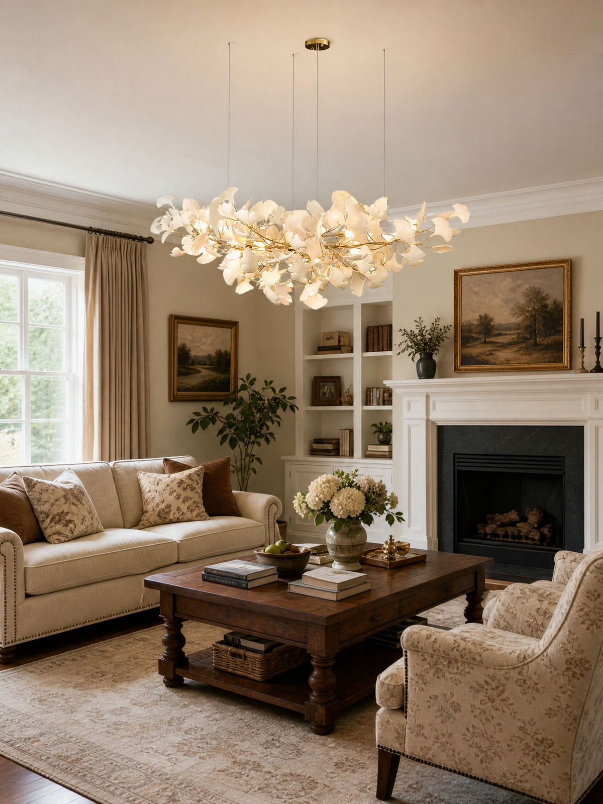 Icho Handcrafted Porcelain Ginkgo Chandelier for Dining & Living Room