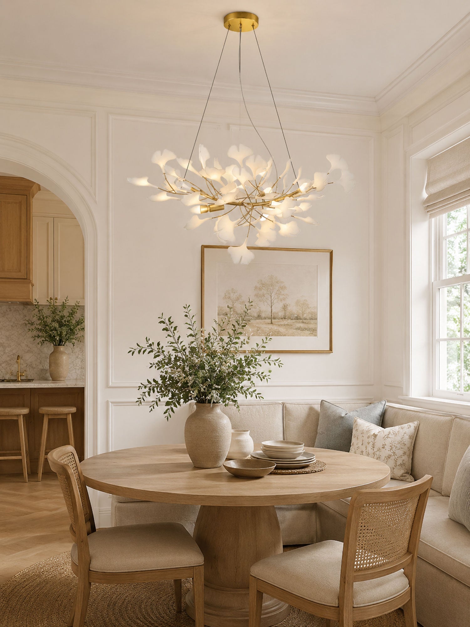 Icho Handcrafted Porcelain Ginkgo Chandelier for Dining & Living Room